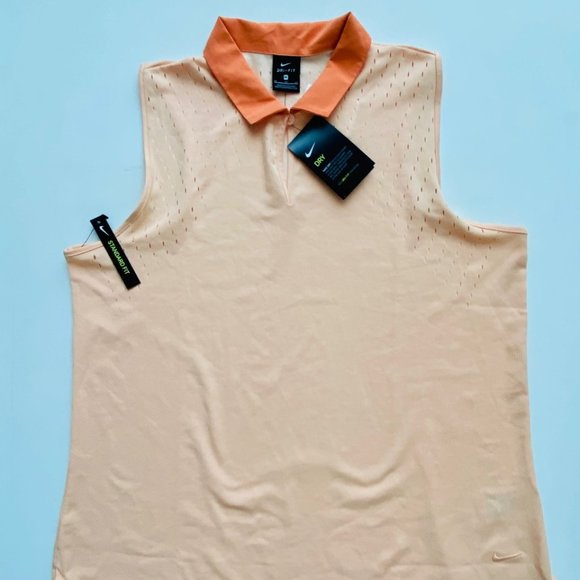 Nike Dry Ace Keyhole Sleeveless Polo Tank Sunset Haze - Picture 2 of 4